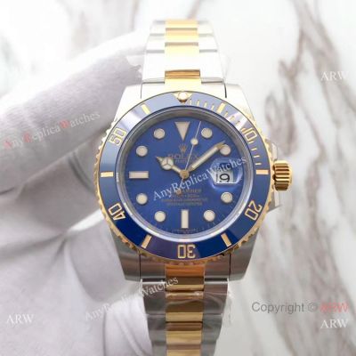EWF Rolex Submariner 3135 Two Tone Blue Ceramic Watch AAA Replica